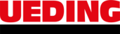 Logo des Unternehmens Ueding, Schriftzug in roten Großbuchstaben mit schwarzem Unterstrich