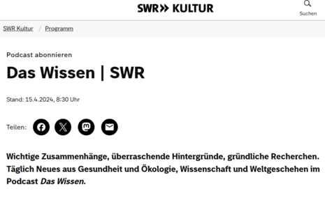Screenshot vom SWR Podcast Das Wissen