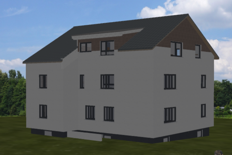 Bild zeigt Visualisierung des Dreifamilienhauses in Rechberghausen