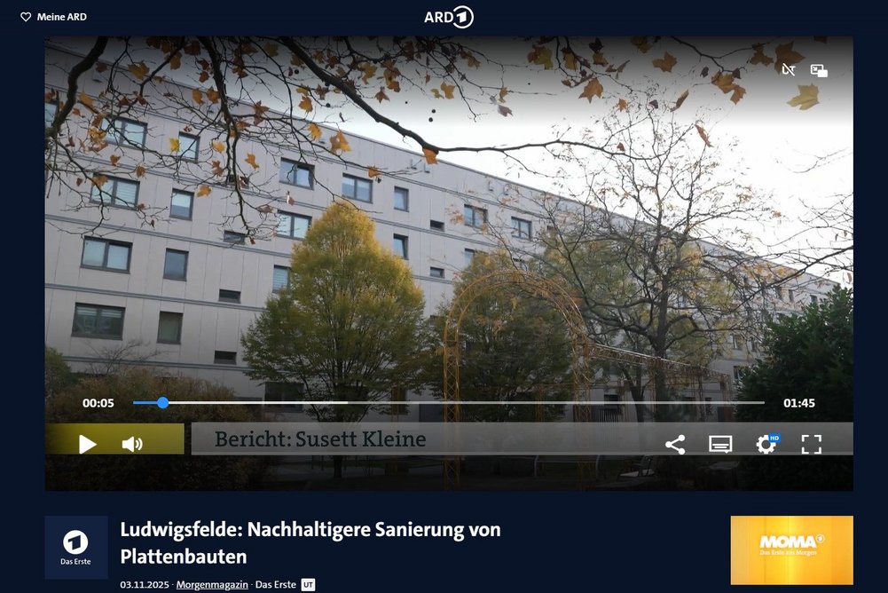 Screenshot vom ARD Bericht "Ludwigsfelde: Nachhaltige Sanierung von Plattenbauten"