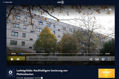 Screenshot vom ARD Bericht "Ludwigsfelde: Nachhaltige Sanierung von Plattenbauten"