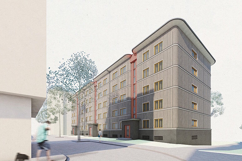 Rendering Mehrfamilienhaus fünfgeschossig