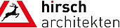 Logo des Unternehmens hirsch architekten, Schriftzug und springender Hirsch