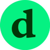 Logo des Unternehmens dcarbonize, kleiner Buchstabe d auf leuchtend grünem Hintergrund (Kreis)