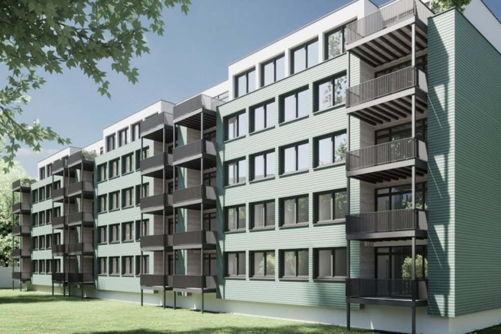 Visualisierung vierstöckiges Haus mit Aufstockung