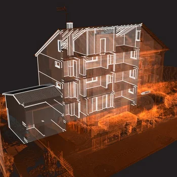 Visualisierung eines Wohngebäudes, Vermessung mit 3D-Laserscanning