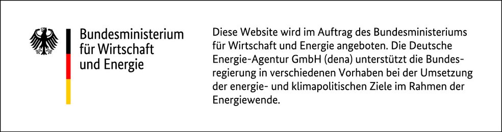 Logo und Disclaimer des Bundesministeriums für Wirtschaft und Energie