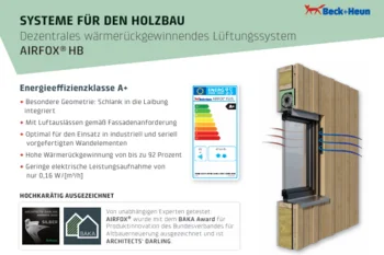 Infoblatt zum AIRFOX® HB - Lüftungssystem für seriell gefertigte Holzständerbauten